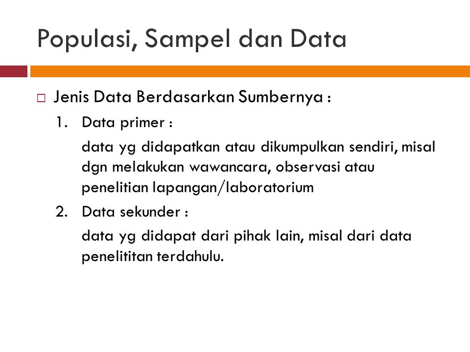 Populasi, Sampel dan Data