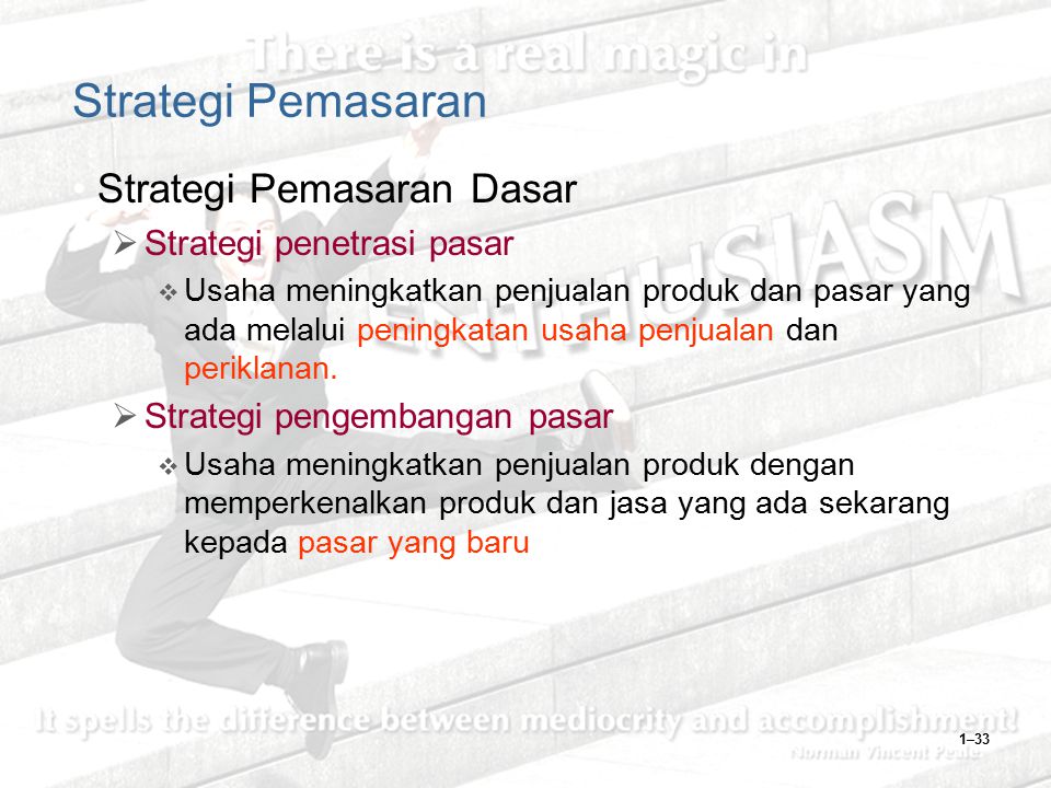 Strategi Pemasaran Strategi Pemasaran Dasar Strategi penetrasi pasar