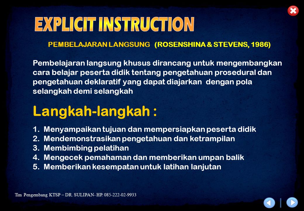 EXPLICIT INSTRUCTION Langkah-langkah :