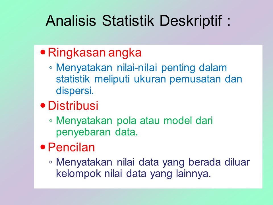 Analisis Statistik Deskriptif :