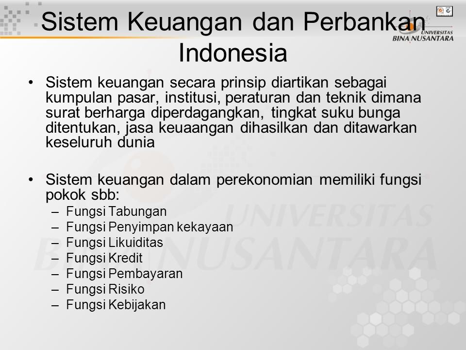 Sistem Keuangan dan Perbankan Indonesia