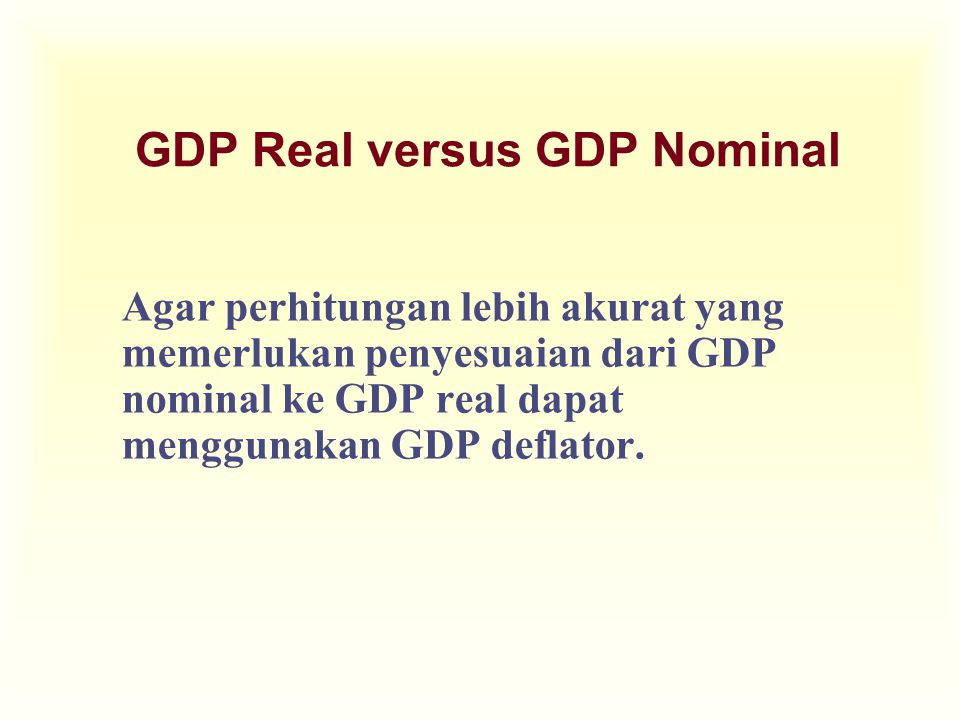 GDP Real versus GDP Nominal