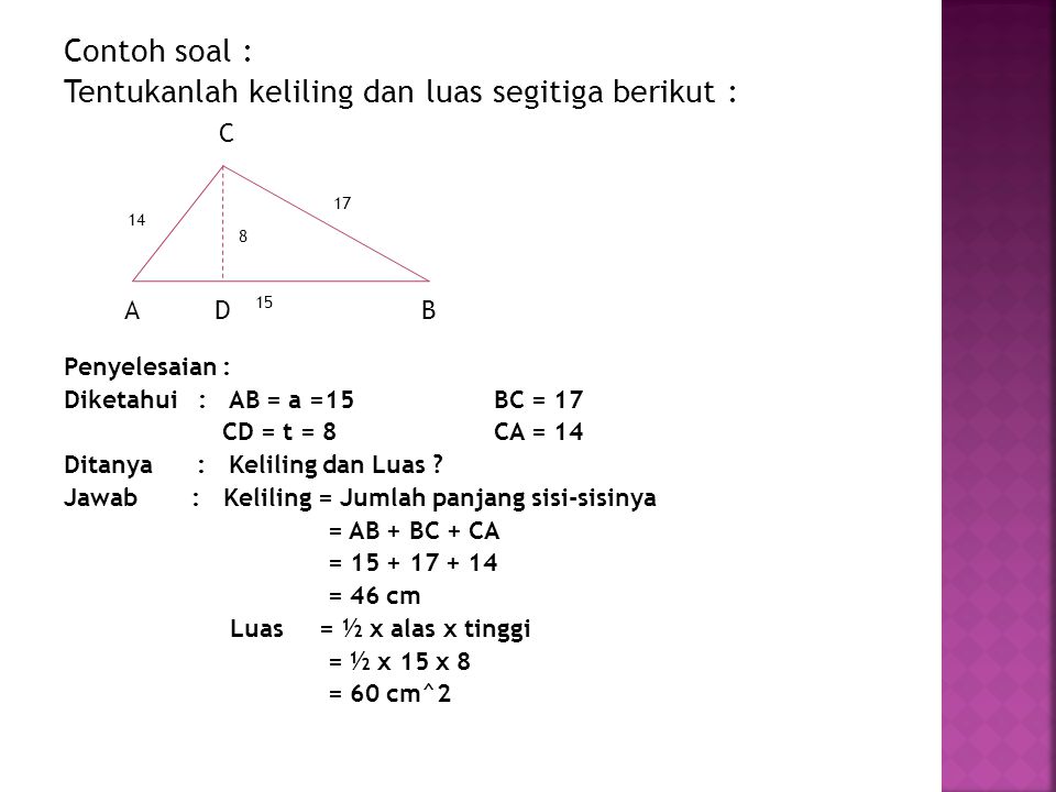 Contoh Soal Luas Dan Keliling Segitiga Kelas Sd Berbagai Contoh