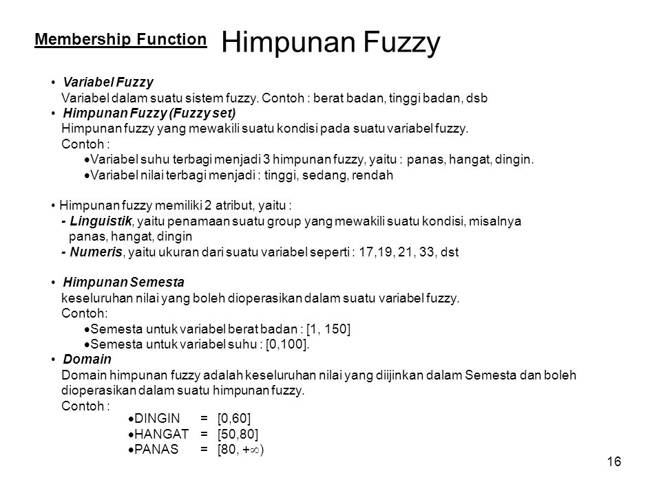 Himpunan Fuzzy Membership Function Variabel Fuzzy