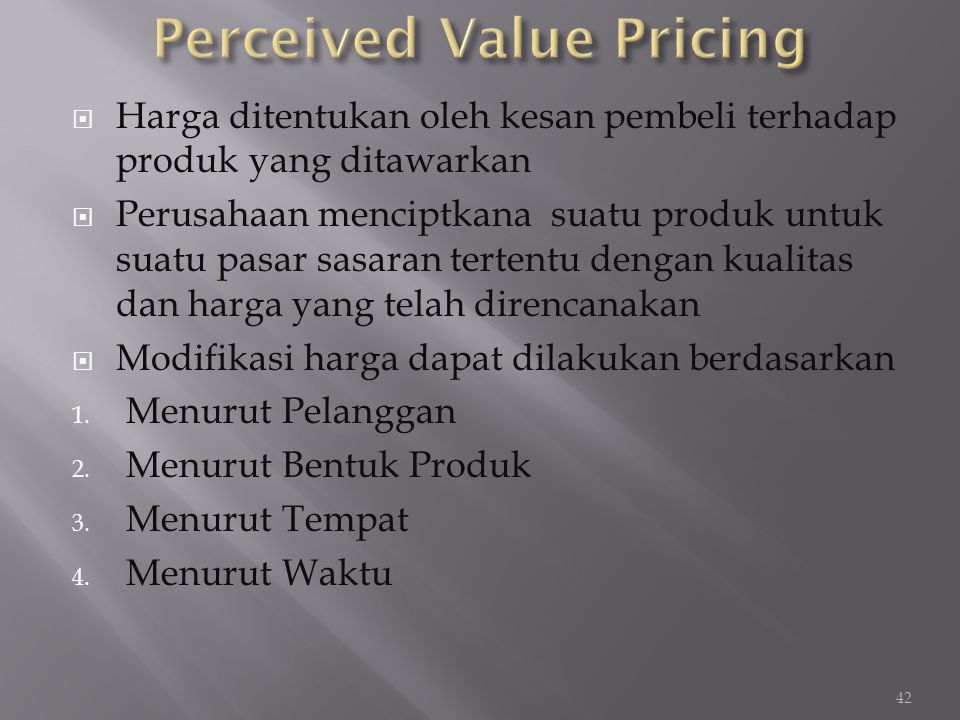 Perceived Value Pricing