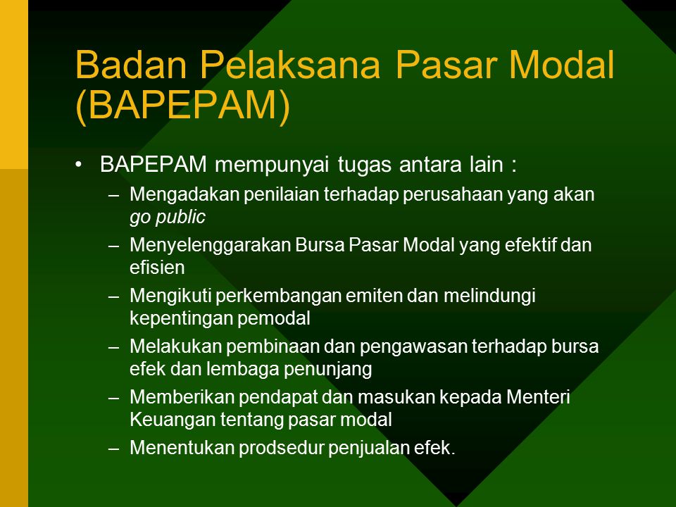 Badan Pelaksana Pasar Modal (BAPEPAM)