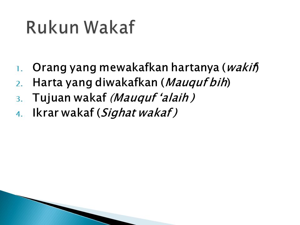 Berikut Adalah Rukun Dalam Pelaksanaan Wakaf Kecuali – Ujian