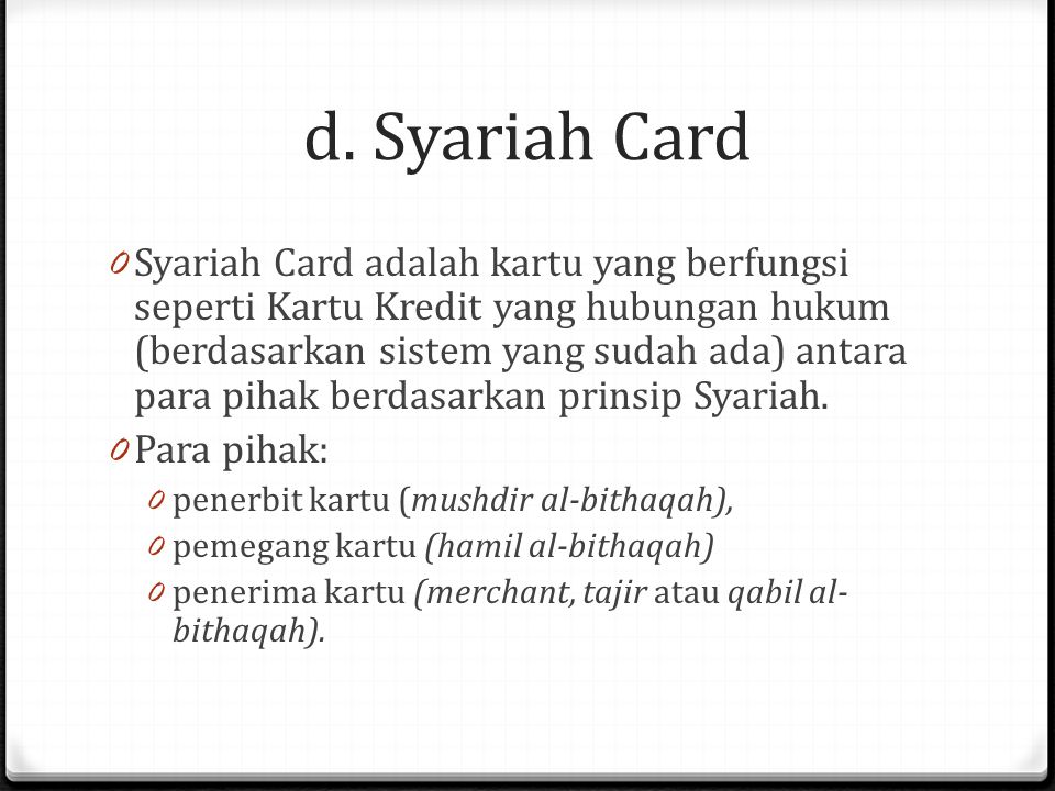 d. Syariah Card