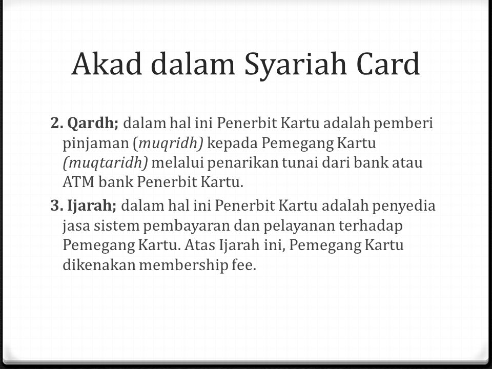 Akad dalam Syariah Card