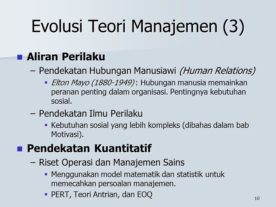 Evolusi Teori Manajemen (3)