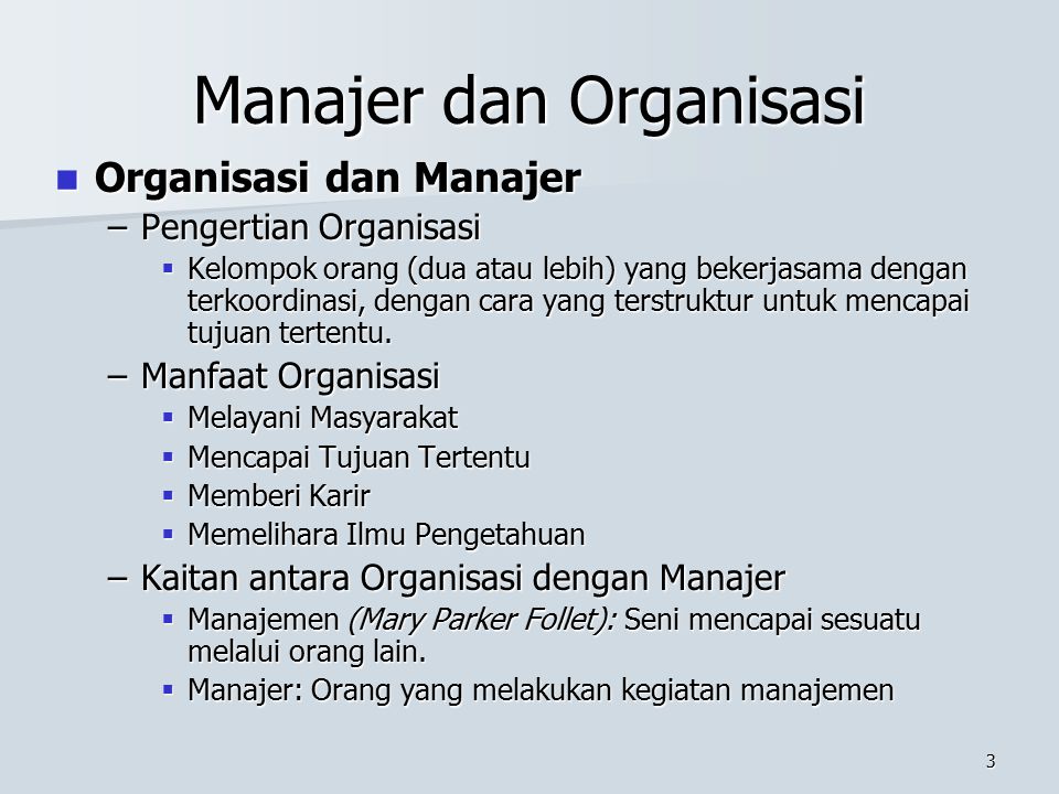Manajer dan Organisasi