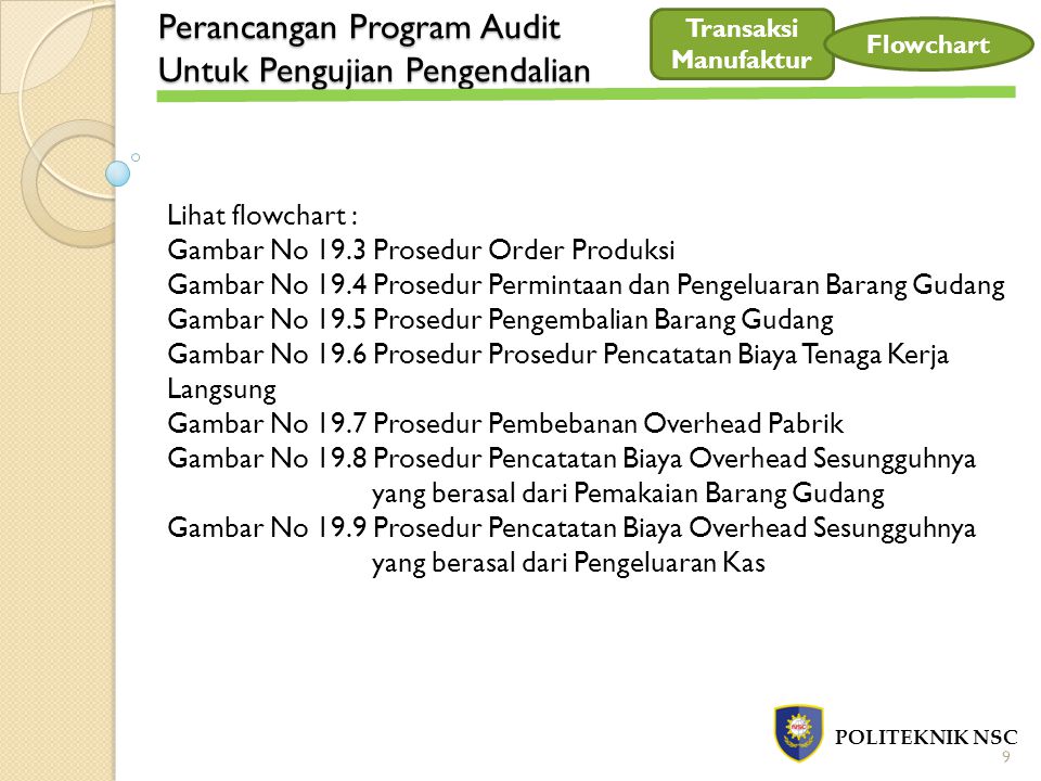 Perancangan Program Audit Untuk Pengujian Pengendalian