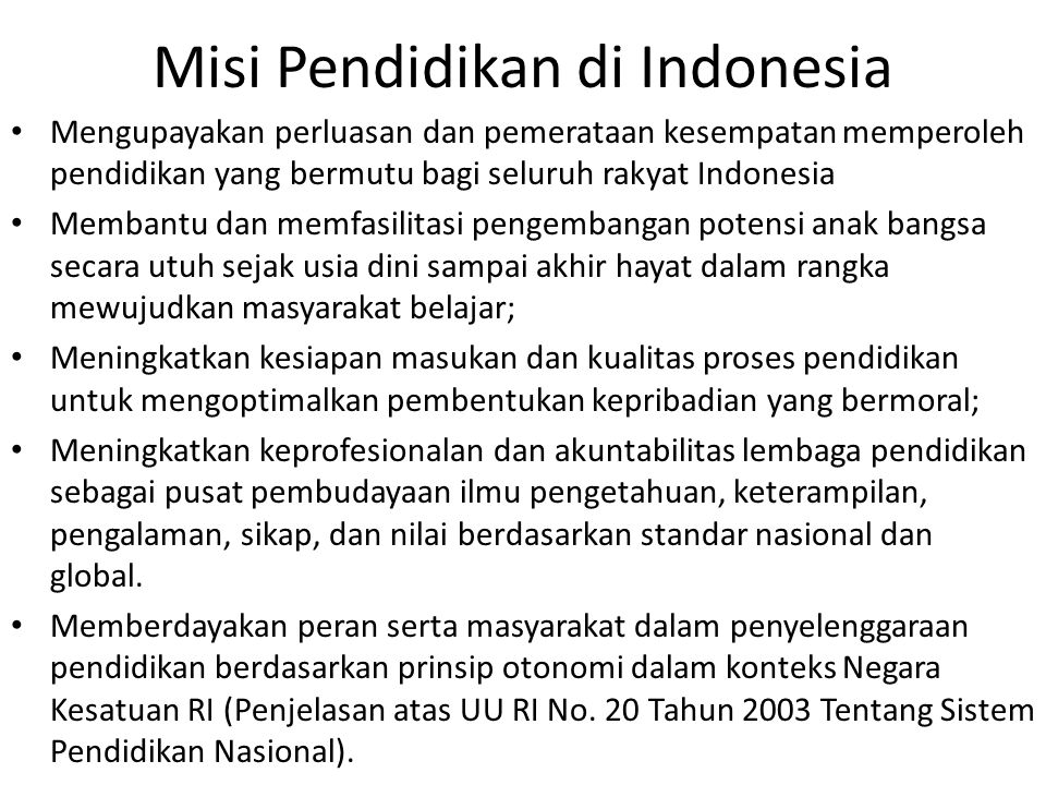Misi Pendidikan di Indonesia
