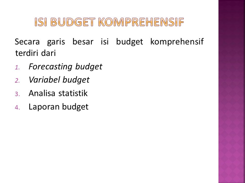 Isi Budget Komprehensif