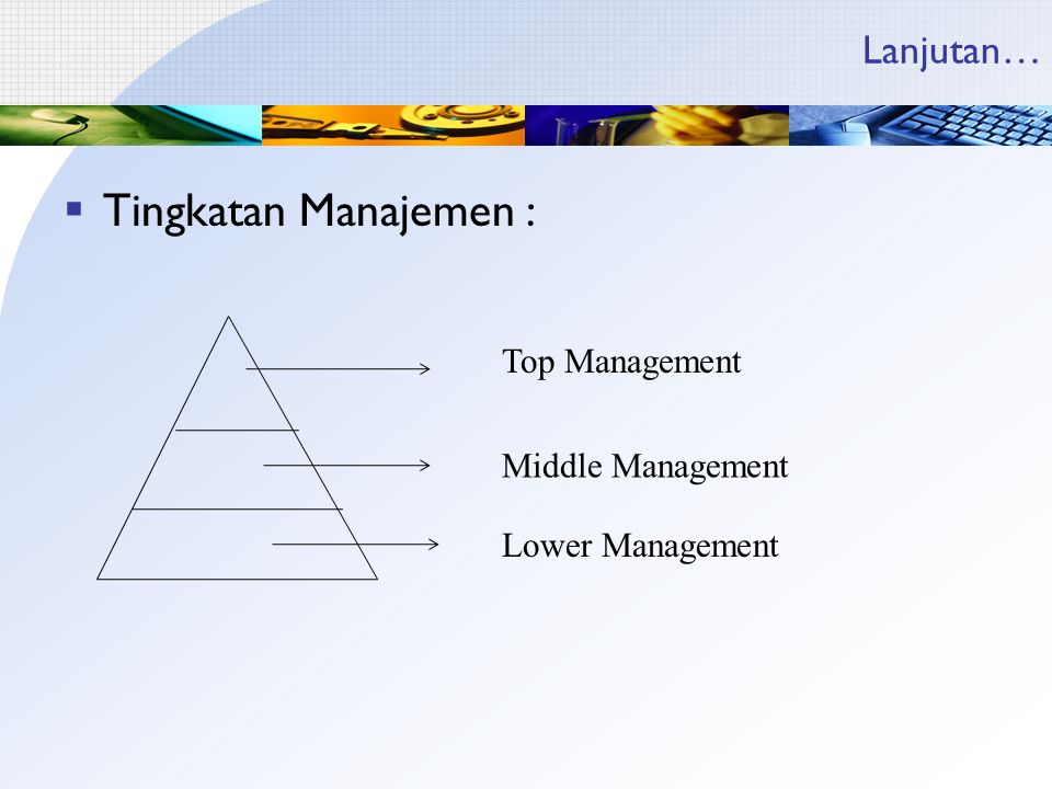 Tingkatan Manajemen : Lanjutan… Top Management Middle Management