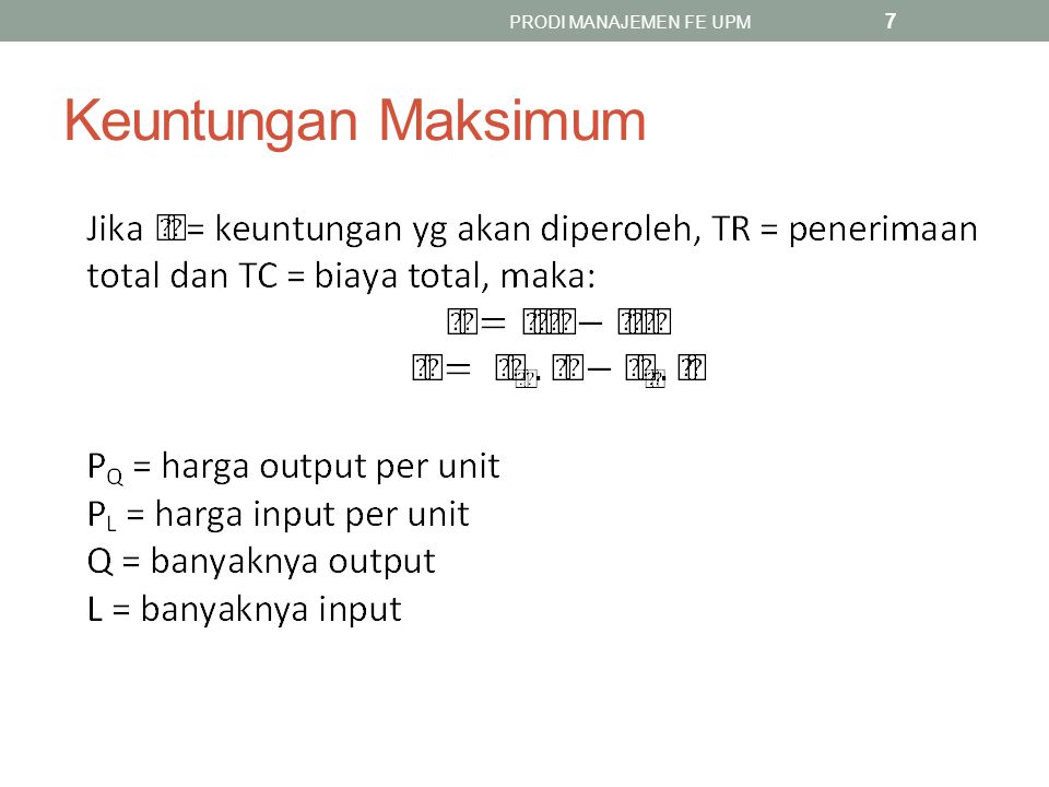 Matematika Ekonomi Keuntungan Maksimum