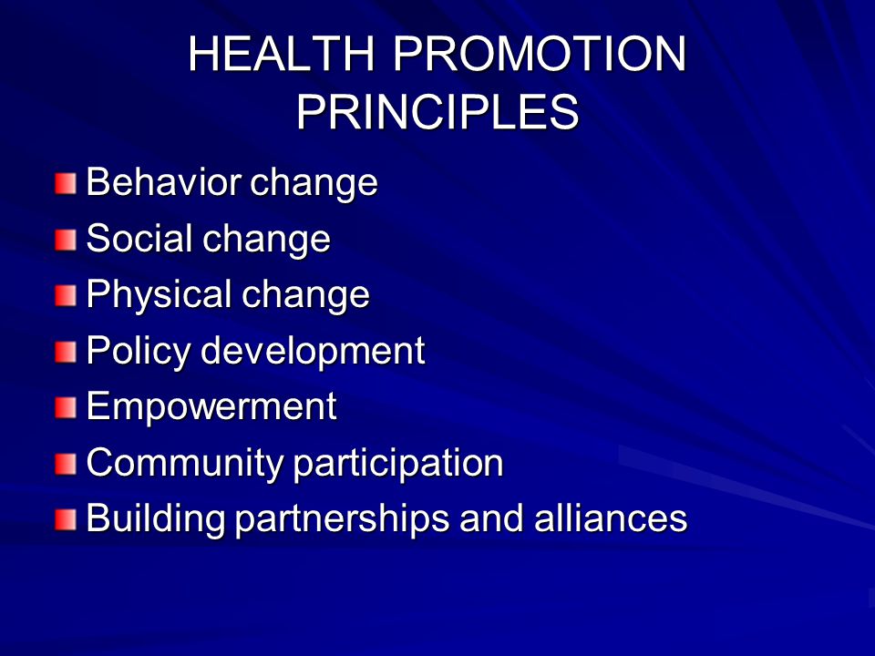 HEALTH PROMOTION PRINCIPLES