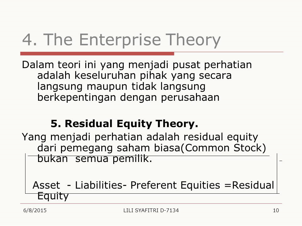 4. The Enterprise Theory