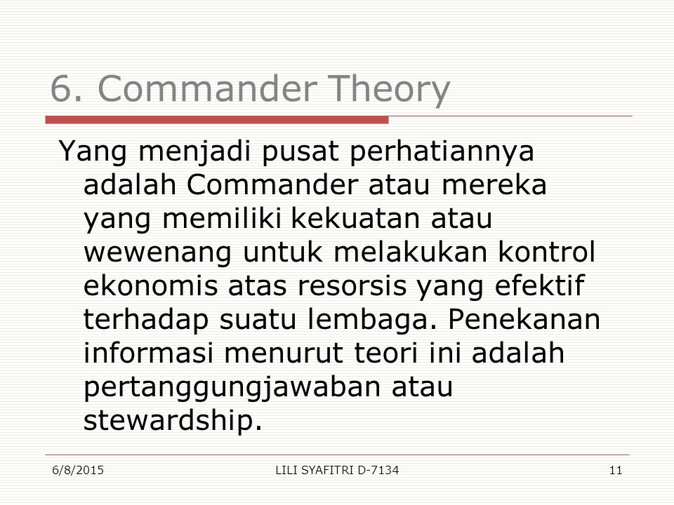 6. Commander Theory