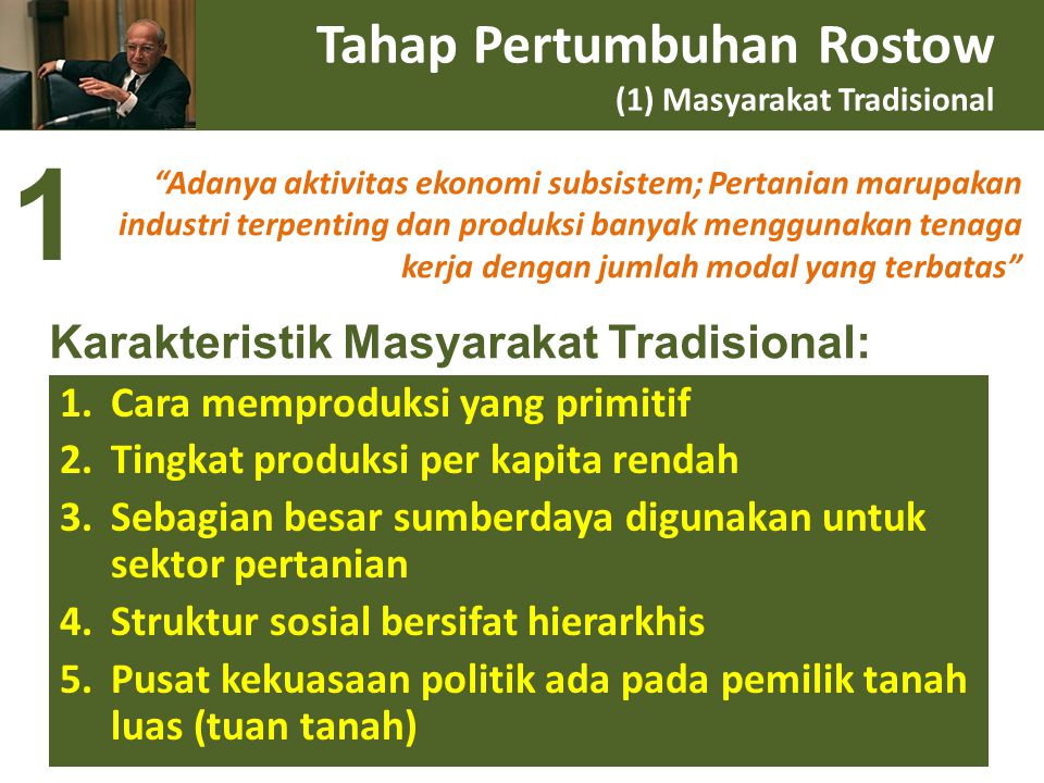 Tahap Pertumbuhan Rostow (1) Masyarakat Tradisional