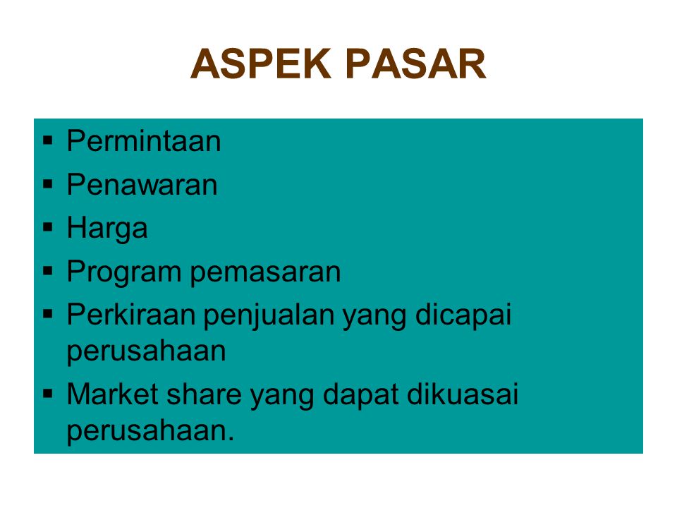 ASPEK PASAR Permintaan Penawaran Harga Program pemasaran