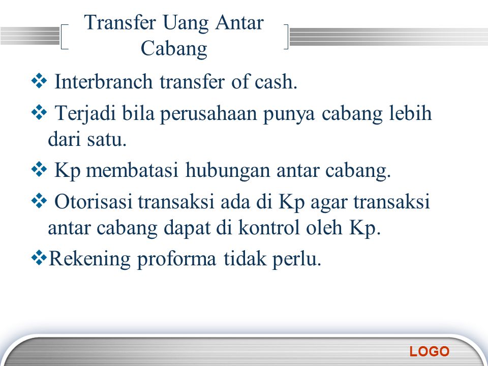 Transfer Uang Antar Cabang