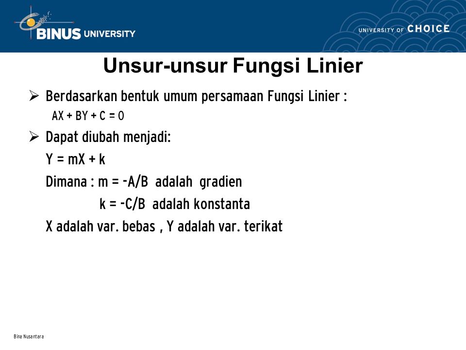 Unsur-unsur Fungsi Linier