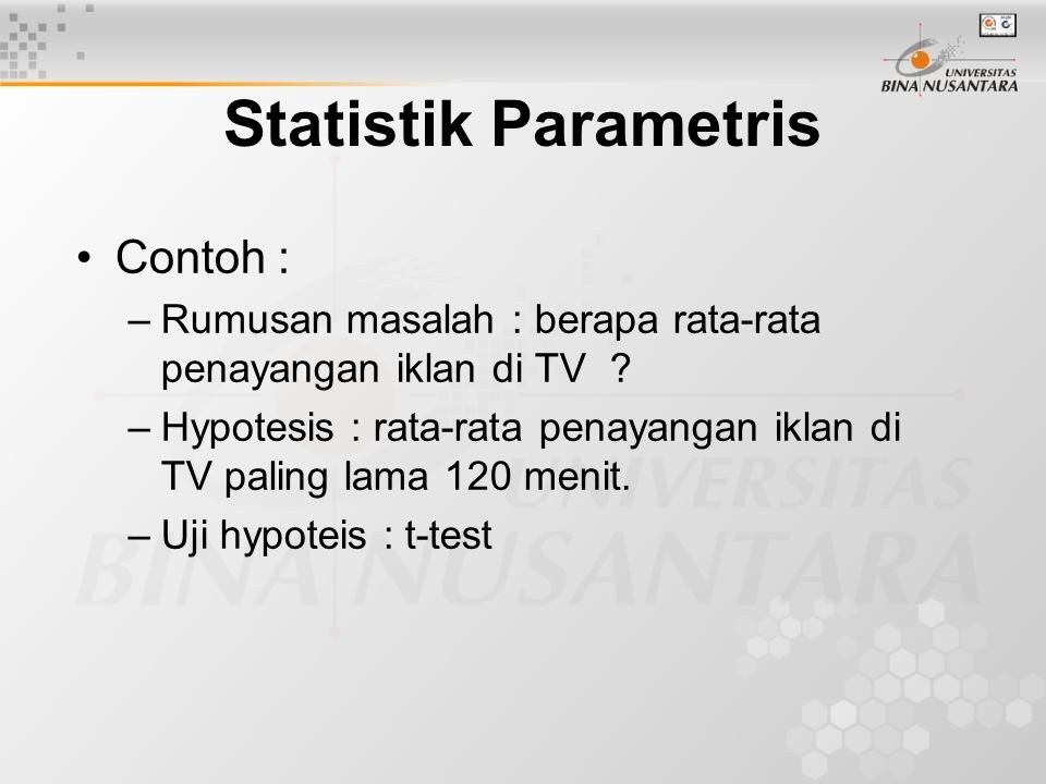 Statistik Parametris Contoh :