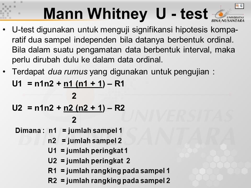 Mann Whitney U - test