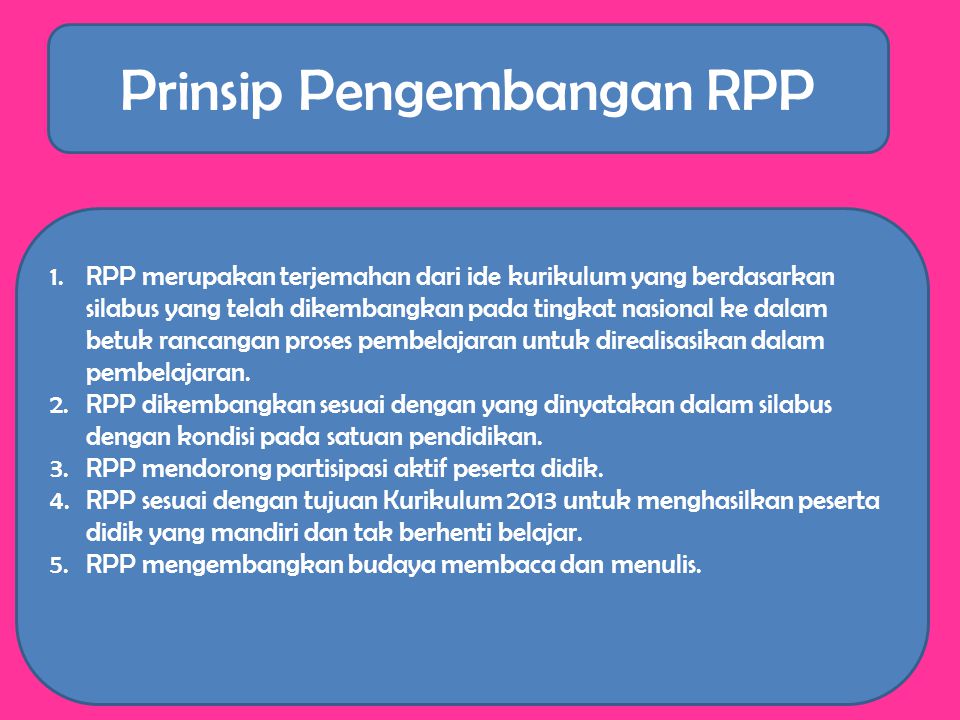 Prinsip Pengembangan RPP