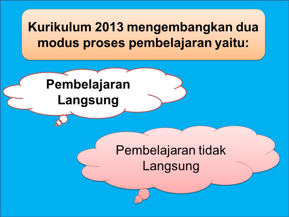Kurikulum 2013 mengembangkan dua modus proses pembelajaran yaitu: