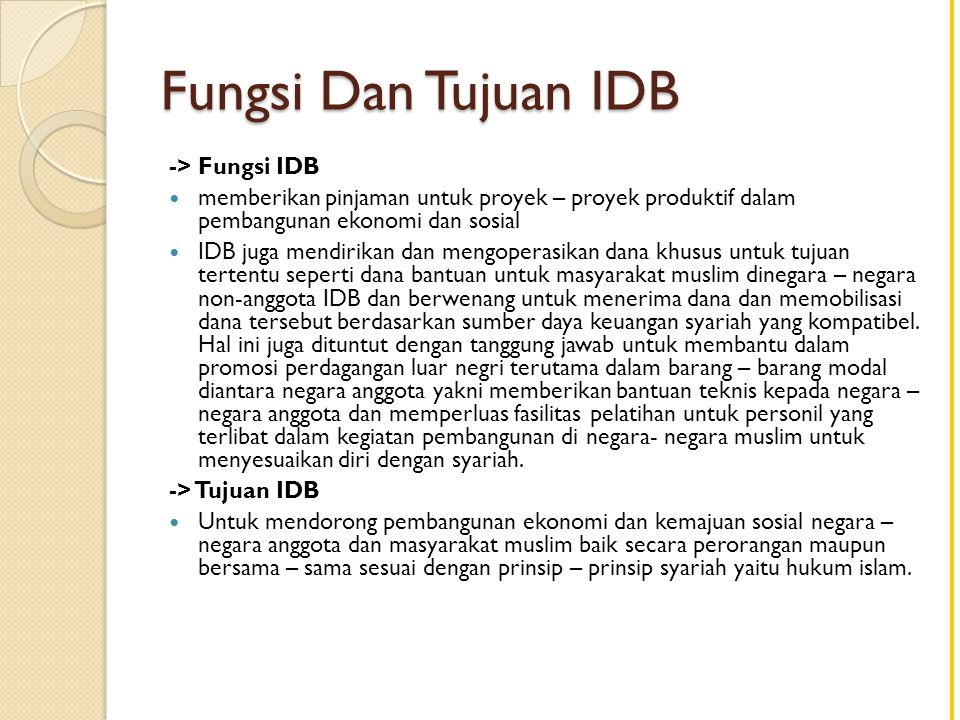 Fungsi Dan Tujuan IDB -> Fungsi IDB