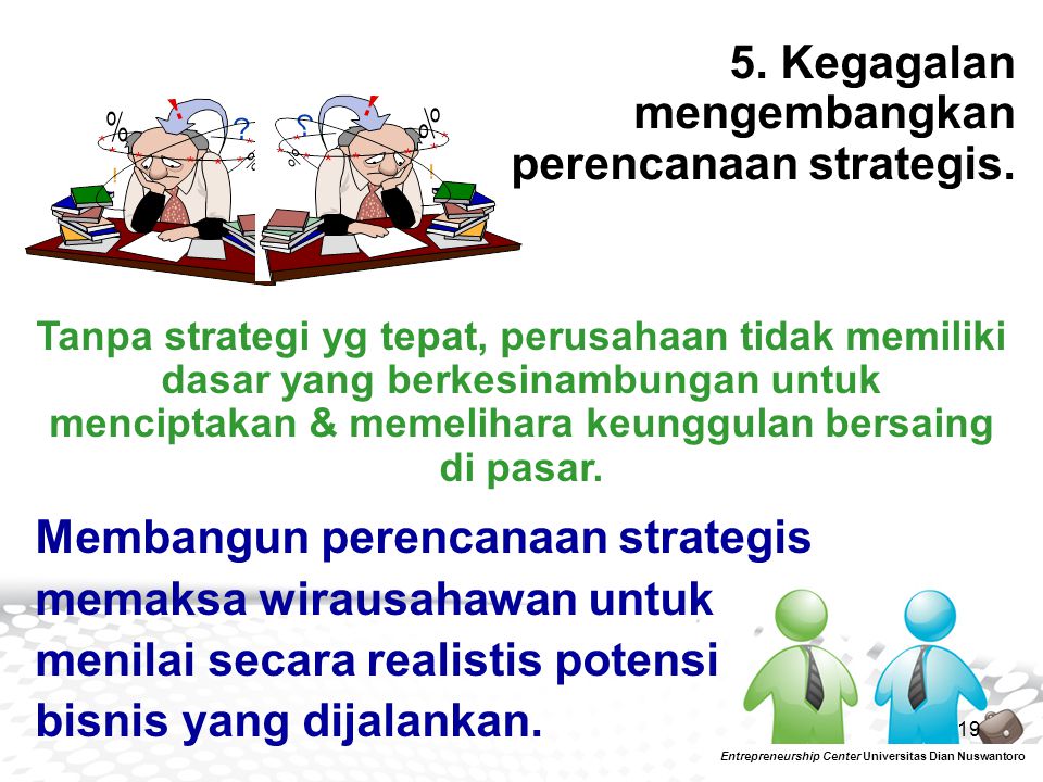 5. Kegagalan mengembangkan perencanaan strategis.