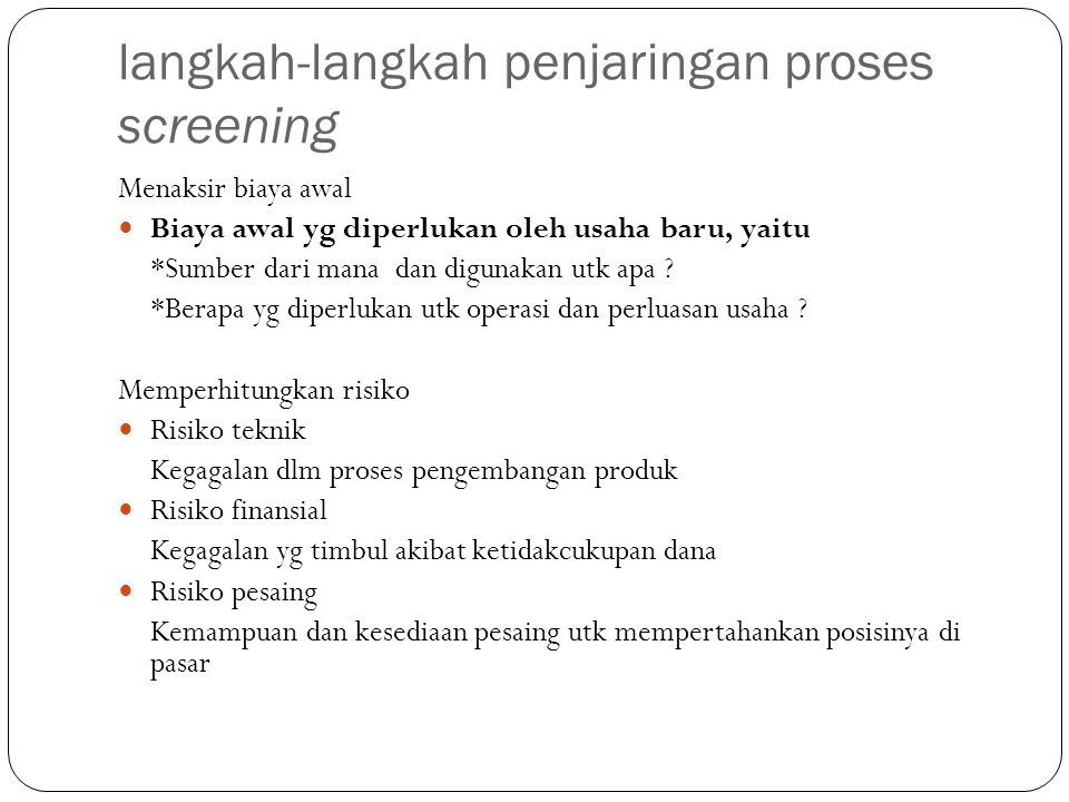 langkah-langkah penjaringan proses screening