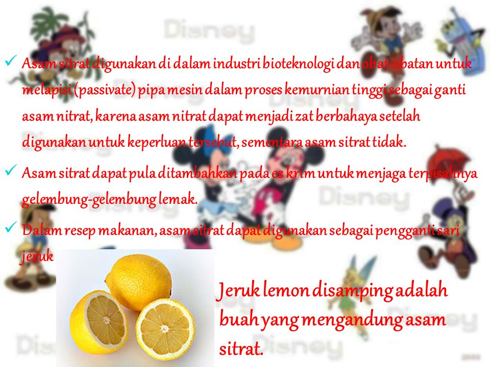 Jeruk lemon disamping adalah buah yang mengandung asam sitrat.